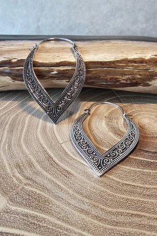 Long Drops Earrings Silverplated Brass