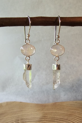 Crystal Drop Earrings Silverplated Brass