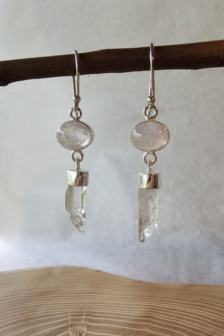 Crystal Drop Earrings Silverplated Brass