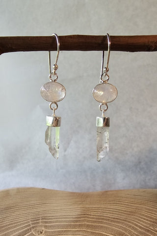 Crystal Drop Earrings Silverplated Brass
