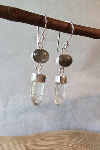 Crystal Drop Earrings Silverplated Brass