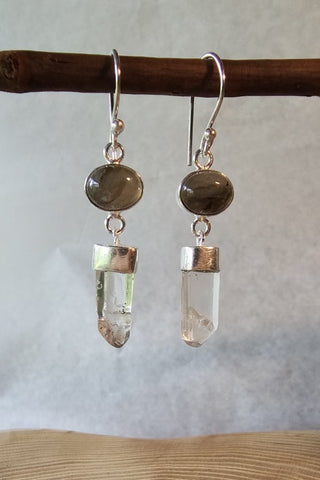 Crystal Drop Earrings Silverplated Brass