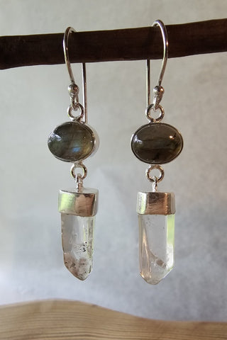 Crystal Drop Earrings Silverplated Brass