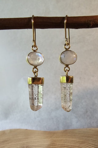 Crystal Drop Earrings Brass