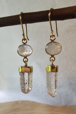 Crystal Drop Earrings Brass