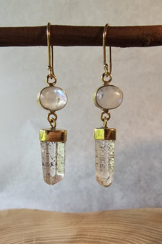 Crystal Drop Earrings Brass