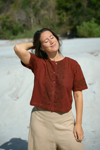 Lotus Blouse Rust