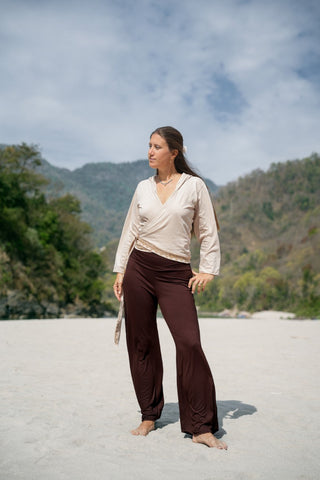 Long Yoga Pants Dark Brown