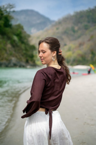 Rayon Tie top Dark Brown