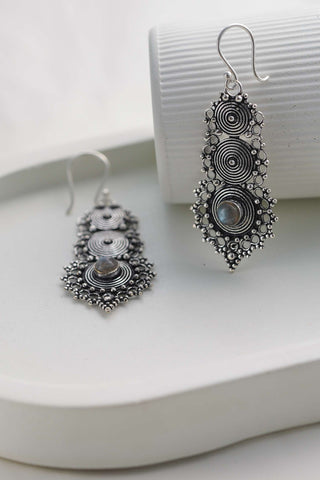 Trinity Stone Earrings Silverplated Brass