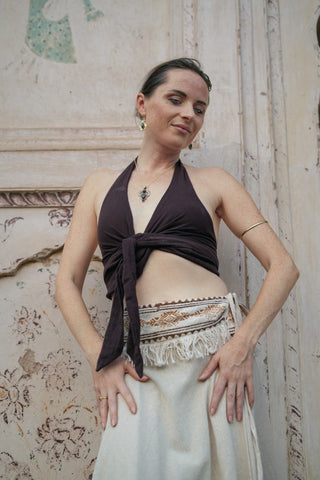 Tierra Wrap Top Dark Brown